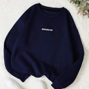 Unisex Brooklyn Özel Renkli Oversize Bisiklet Yaka Pamuklu Sweatshirt