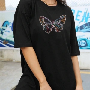 Unisex Butterfly Baskılı T-shirt
