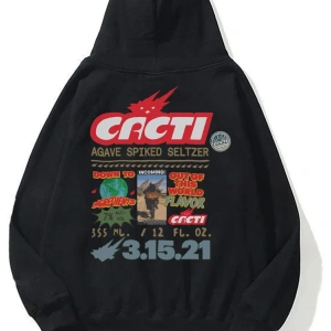 Unisex Cacti Sweatshirt Hoodie Siyah