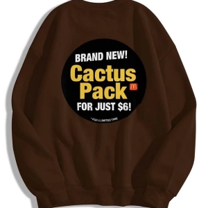 Unisex Cactus Pack Bisiklet Yaka Sweatshirt Kahverengi