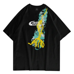 Unisex Cactus Trails Siyah Tshirt