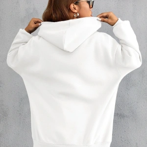 Unisex Calıfornia Baskılı Kapüşonlu Sweatshirt Beyaz