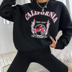Unisex Calıfornia Baskılı Kapüşonlu Sweatshirt Beyaz