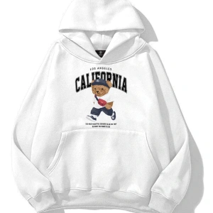 Unisex California Bear Sweatshirt Beyaz