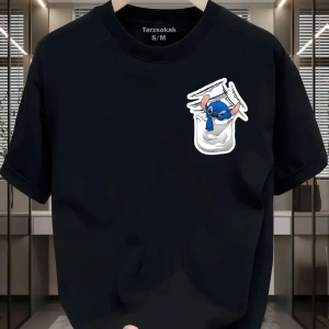 UNİSEX Canavar Minimalis Baskı T-shirt