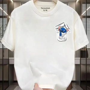 UNİSEX Canavar Minimalis Baskı T-shirt