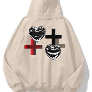 Unisex Chrome Heart Sweatshirt Gri
