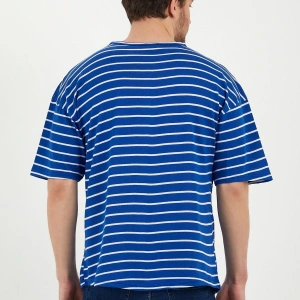 Unisex Çizgili Oversize Beyaz Siyah Tshirt Oversize