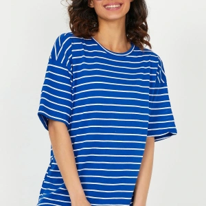 Unisex Çizgili Oversize Beyaz Siyah Tshirt Oversize