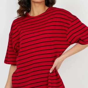 Unisex Çizgili Oversize Beyaz Siyah Tshirt Oversize