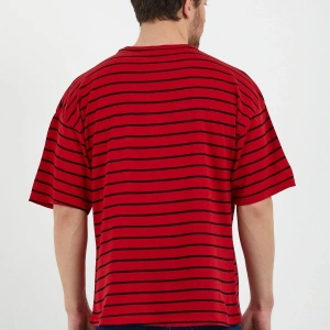 Unisex Çizgili Oversize Beyaz Siyah Tshirt Oversize