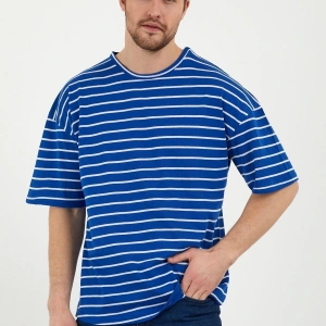 Unisex Çizgili Oversize Beyaz Siyah Tshirt Oversize