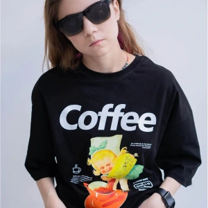 Unisex Coffee Siyah Tshirt