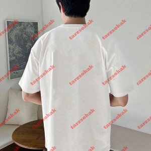 Unisex Cosmic Baskılı Tshirt Beyaz