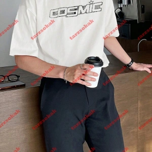 Unisex Cosmic Baskılı Tshirt Beyaz