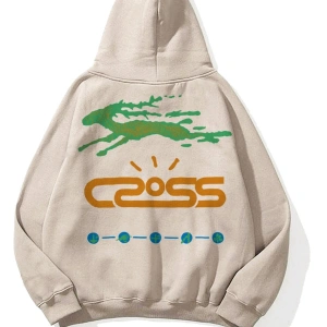 Unisex Cross Sweatshirt Hoodie Gri