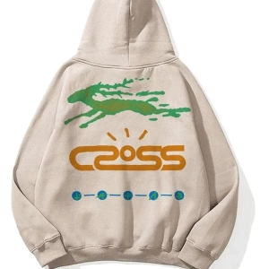 Unisex Cross Sweatshirt Hoodie Gri