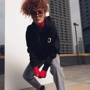 Unisex D Harfli Siyah Sweatshirt Siyah
