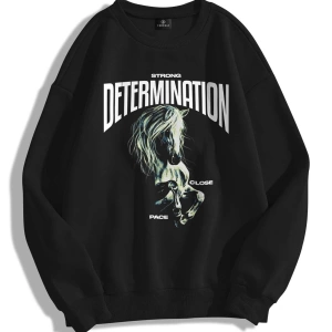Unisex Determination Bisiklet Yaka Sweatshirt
