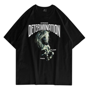 Unisex Determination Siyah Tshirt