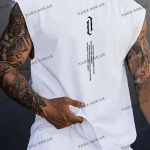 Unisex  DİK YAZI BASKILI KOLSUZ