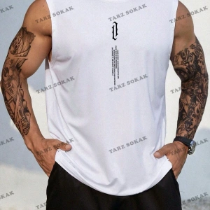 Unisex  DİK YAZI BASKILI KOLSUZ