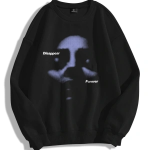 Unisex Disappear Forever Bisiklet Yaka Sweatshirt Siyah