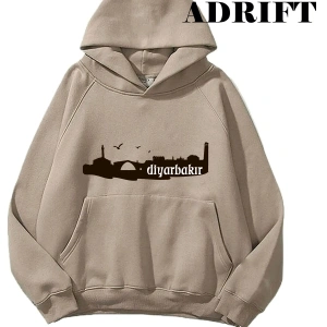 Unisex Diyarbakır Sweatshirt Hoodie Kapşonlu Bej