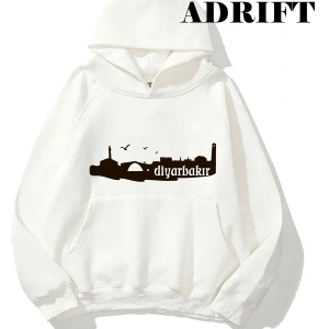 Unisex Diyarbakır Sweatshirt Hoodie Kapşonlu Beyaz