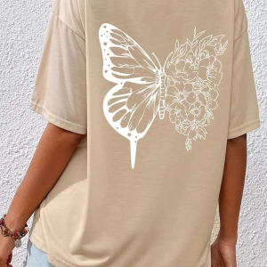 Unisex Drawing Butterflies Tasarım T-shirt