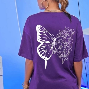 Unisex Drawing Butterflies Tasarım T-shirt