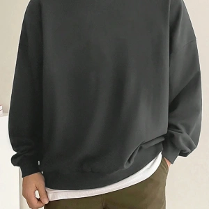 Unisex Düz Siyah 0 Yaka Kapşonsuz Baskısız Oversize Sweatshirt