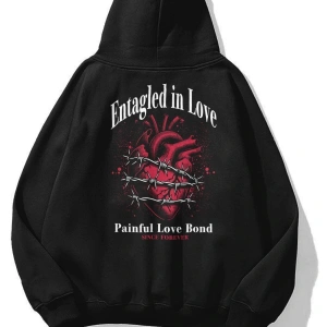 Unisex Entagled in Love Sweatshirt Siyah