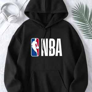 Unisex Erkek/Kadın BASKET Renkli Özel Baskılı Oversize Kapüşonlu Sweatshirt Siyah