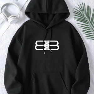 Unisex Erkek/Kadın BB Renkli Özel Baskılı Oversize Kapüşonlu Sweatshirt Beyaz