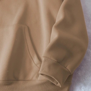 Unisex Erkek/Kadın JUSTDOIT Renkli Özel Baskılı Oversize Kapüşonlu Sweatshirt Bej