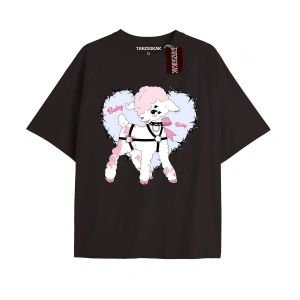 Unisex Erkek/kadın Kalp Kaburga T-shirt Siyah Kod 50