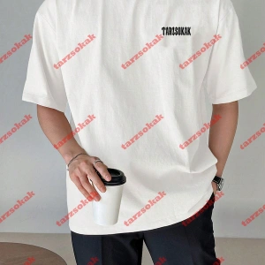 Unisex Erkek/Kadın TARZ Renkli Özel Baskılı Oversize Kısa kollu bisiklet yaka t-shirt