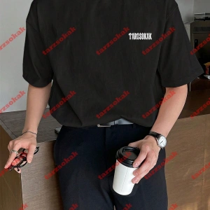 Unisex Erkek/Kadın TARZ Renkli Özel Baskılı Oversize Kısa kollu bisiklet yaka t-shirt