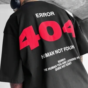 Unisex Error 404 Not Foun Baskılı Oversize %100 Pamuk