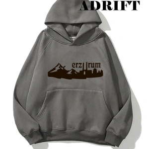 Unisex Erzurum Sweatshirt Hoodie Kapşonlu Füme