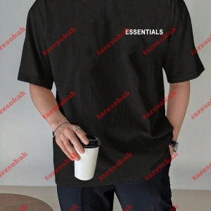 Unisex Essentials 303 Kısa kollu bisiklet yaka Siyah Tshirt