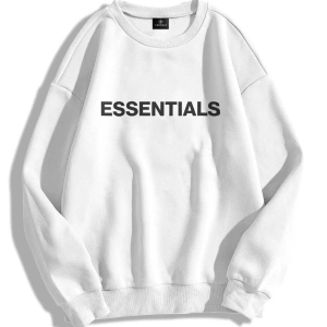 Unisex Essentials Bisiklet Yaka Sweatshirt Beyaz