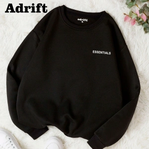 Unisex Essentials Yazı Baskılı Bisiklet Yaka Sweatshirt Beyaz