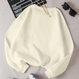 Unisex Essentials Yazı Baskılı Bisiklet Yaka Sweatshirt Beyaz