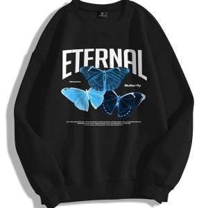 Unisex Eternal Bisiklet Yaka Sweatshirt Siyah