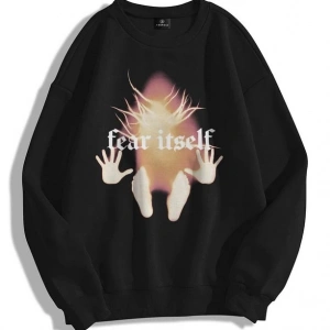 Unisex Fear Itself Bisiklet Yaka Sweatshirt Siyah