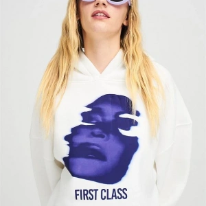 Unisex First Class Sweatshirt Hoodie Beyaz