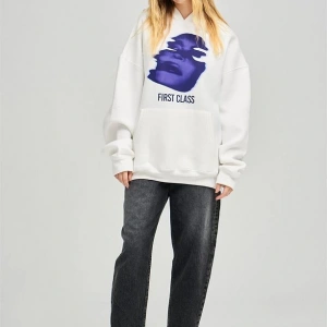 Unisex First Class Sweatshirt Hoodie Beyaz