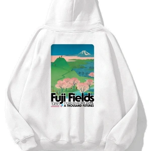 Unisex Fuji Fields Sweatshirt Beyaz